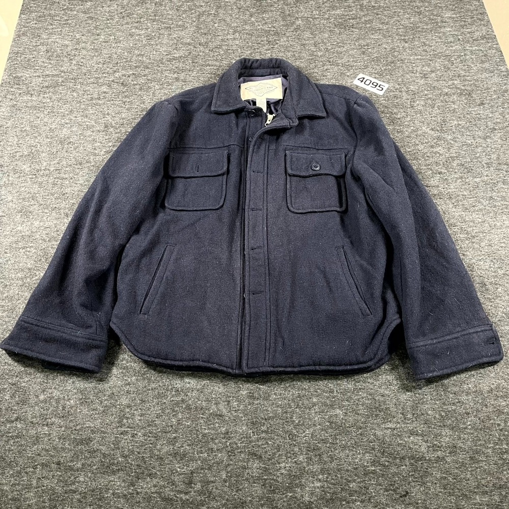 St John's‎ Bay Field Jacket Womens Medium Navy Blue Wool Lined Collared Full Zip
